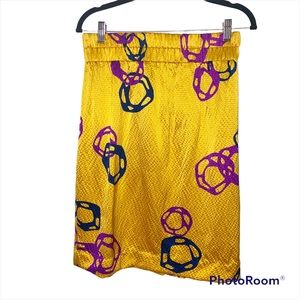 Sariah Geometric Print Multicolor Jenavive Silk A-Line Skirt NWT Size Large RARE